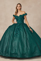 Floral Embroidered Tulle Sweetheart Long Quinceanera Dress JT1433