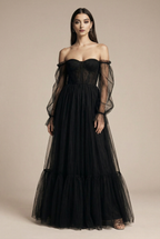 MAXI dress with sheer sleeves