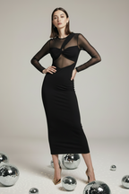 Przeźroczysta sukienka z okrągłym dekoltem na sylwestra