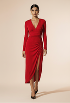 Elegancka czerwona sukienka koktajlowa