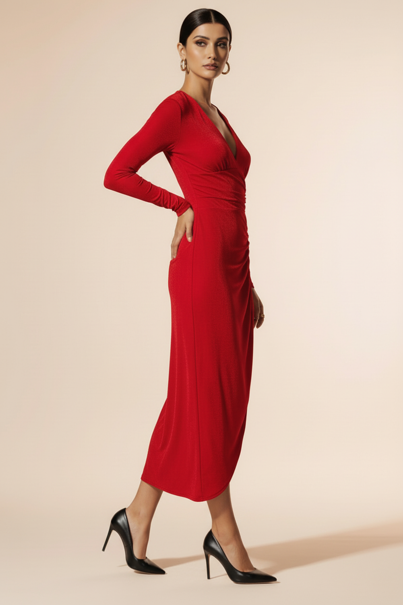 Elegancka czerwona sukienka koktajlowa