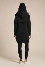 Black sports sweatshirt with a hood