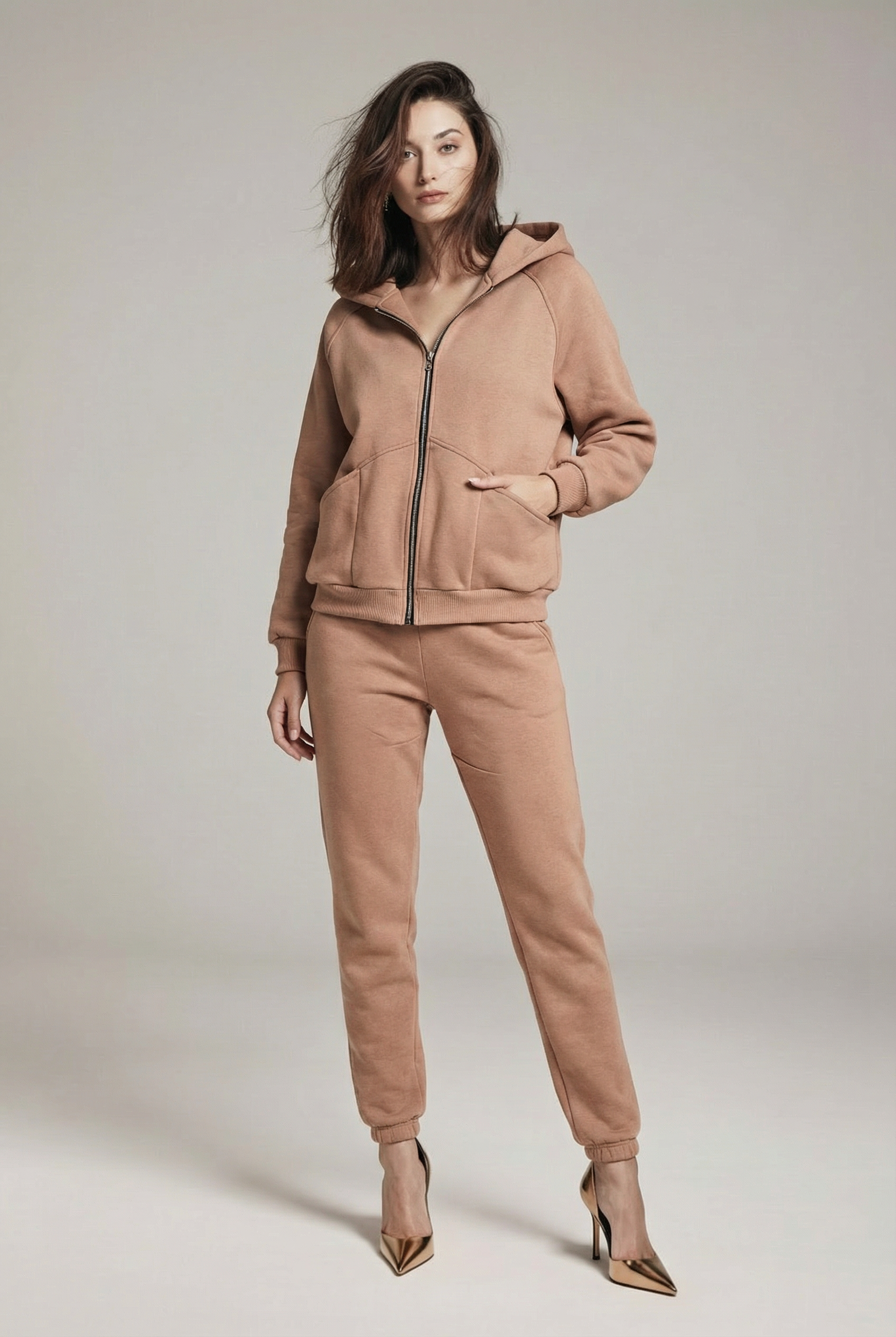 Luźna bluza sportowa z kapturem