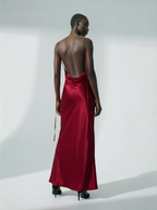Velvet lace-up dress with straps