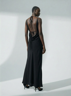 Velvet lace-up dress with straps