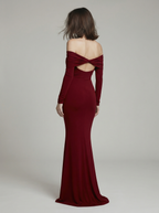 Fashionable pencil dress with bare shoulders