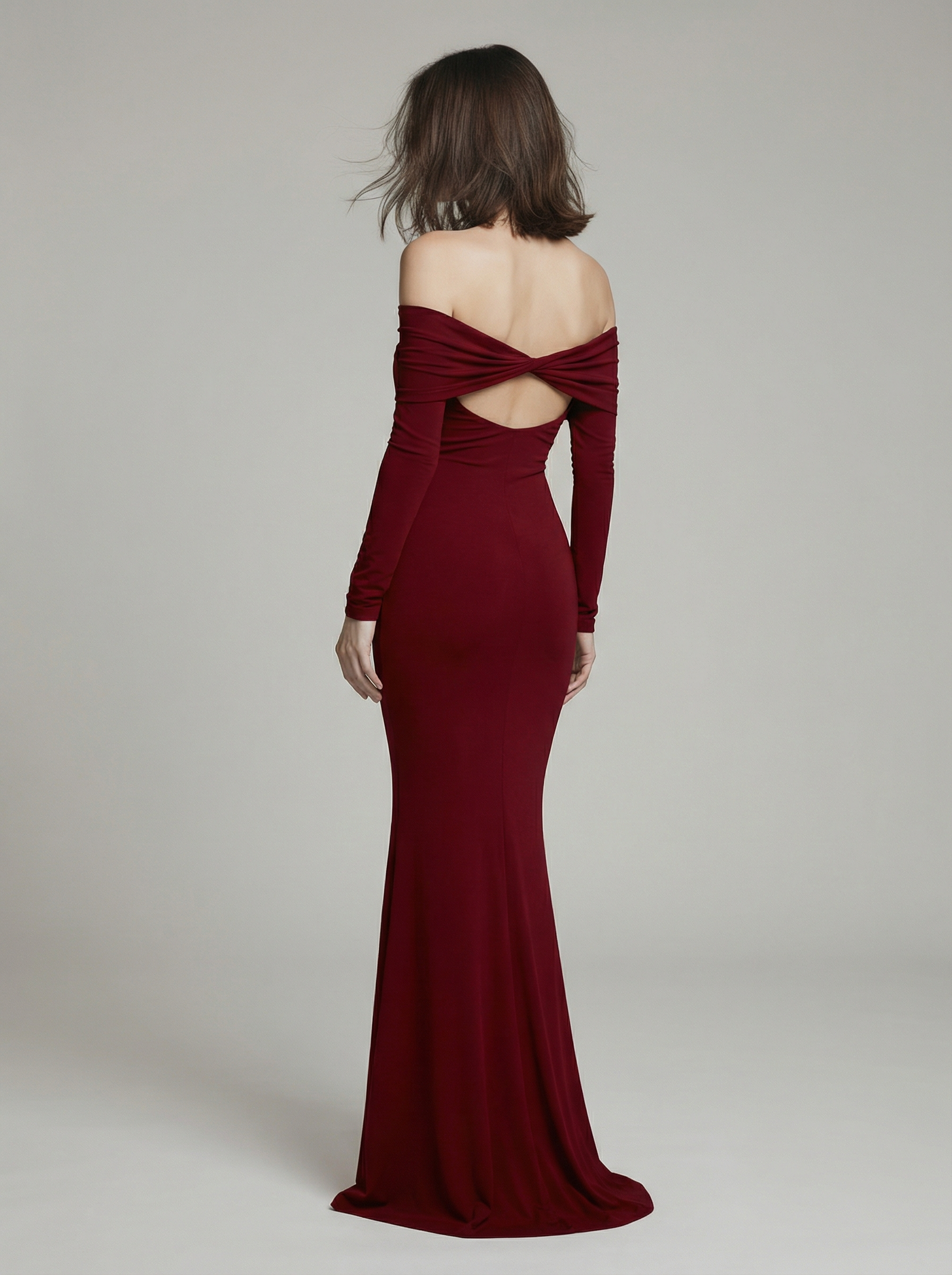 Fashionable pencil dress with bare shoulders