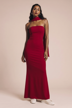 MAXI tube dress with a decorative scarf