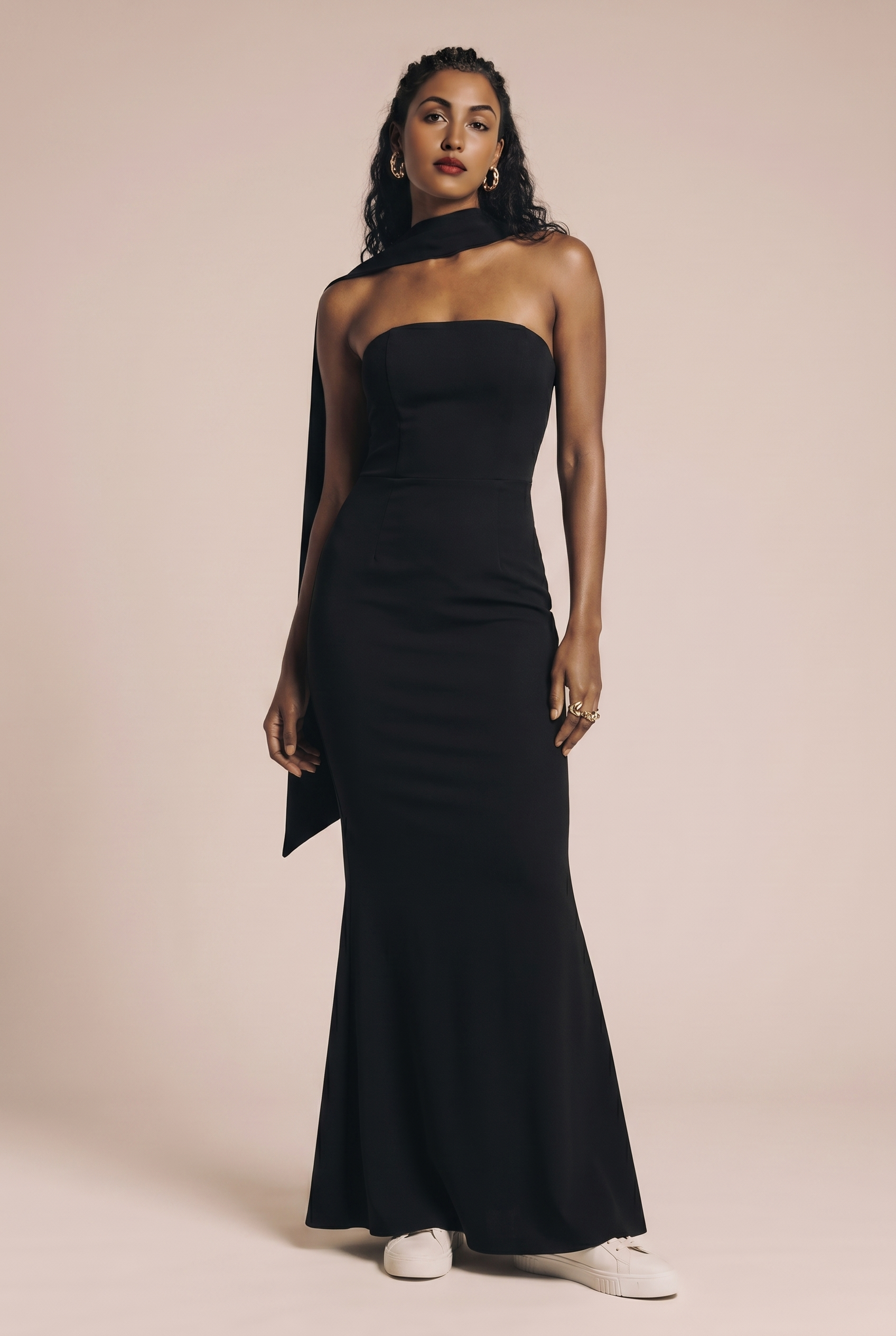 MAXI tube dress with a decorative scarf