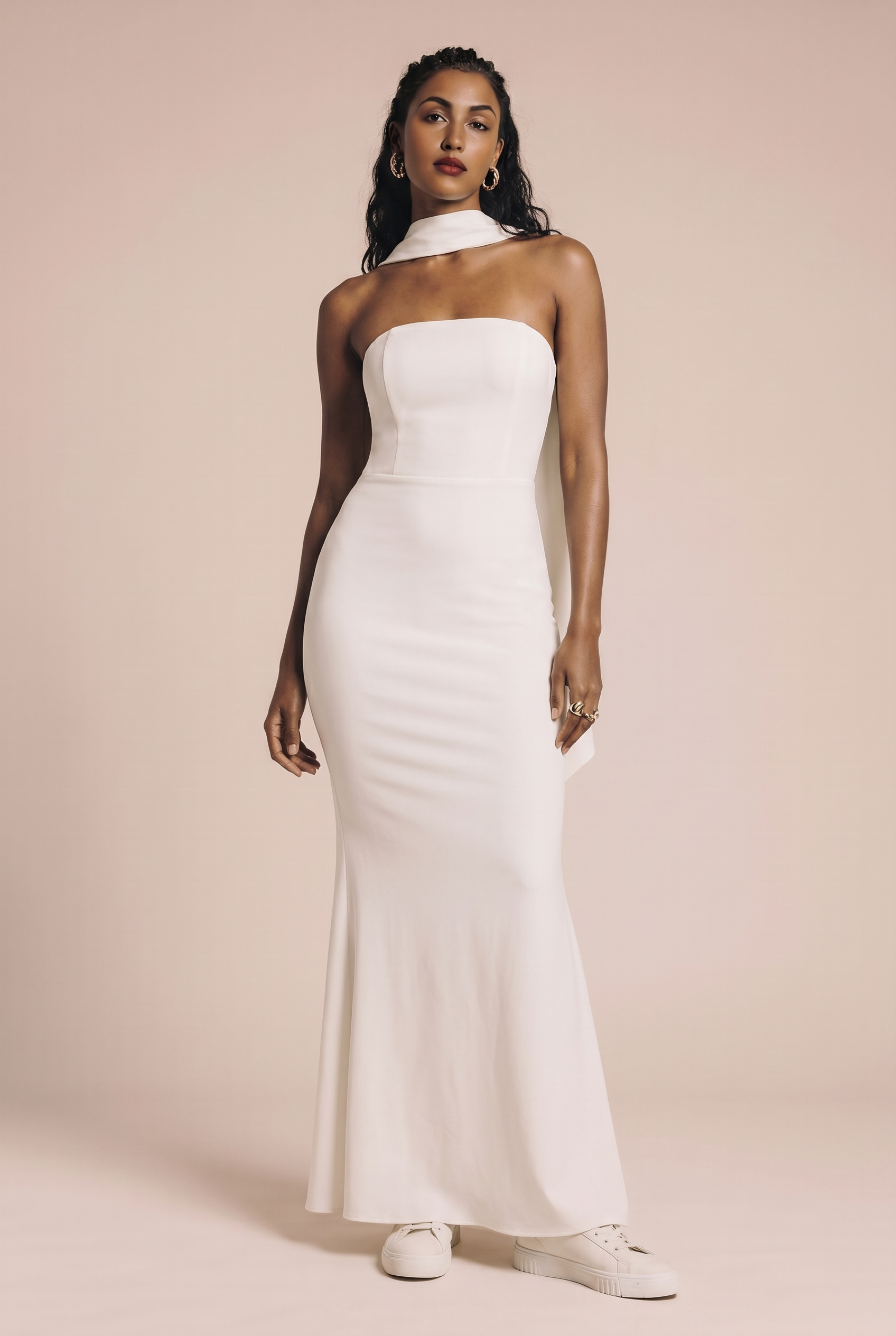 MAXI tube dress with a decorative scarf