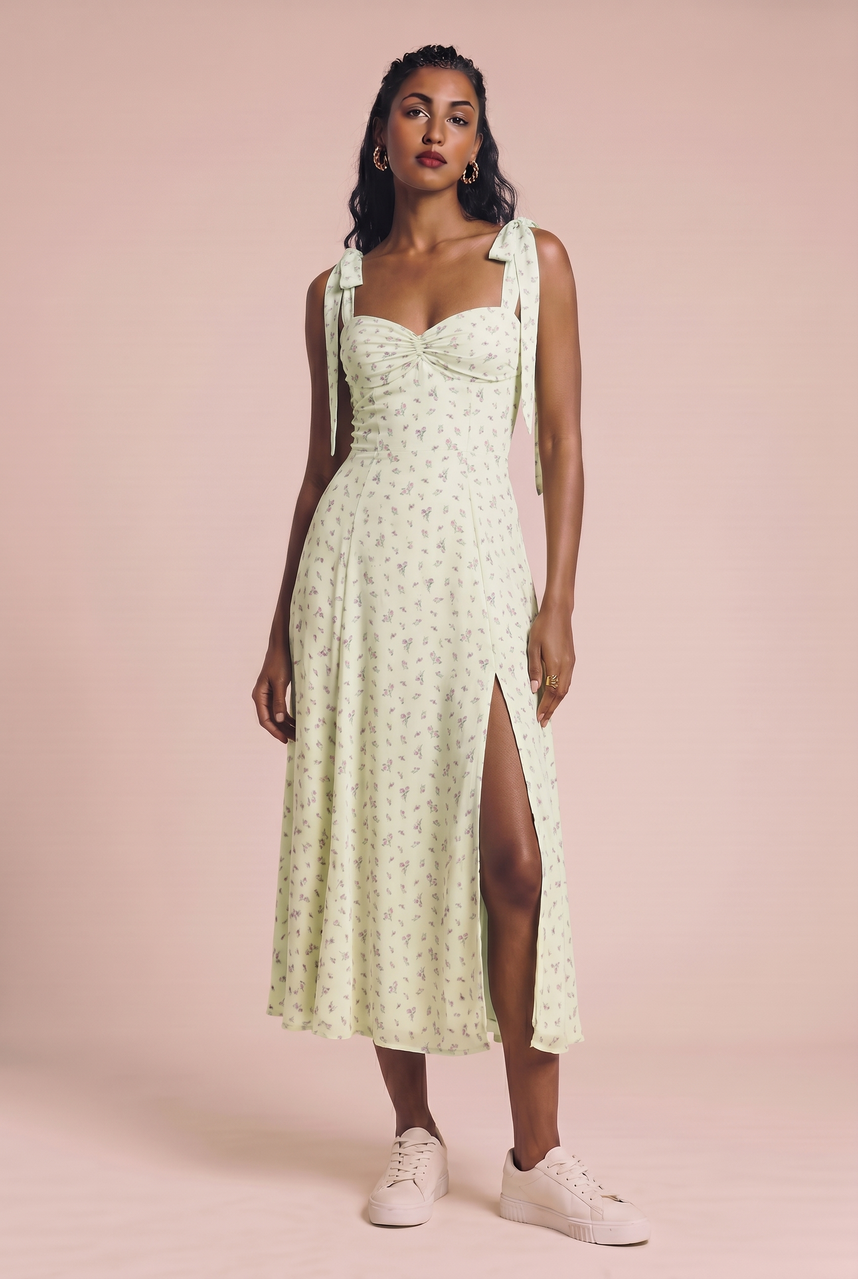 Floral MIDI dress with a slit