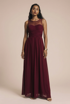 Long dress with decorative mesh and beads