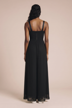 Long dress with decorative mesh and beads