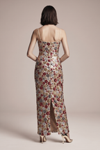 MAXI dress with floral pattern and sequins