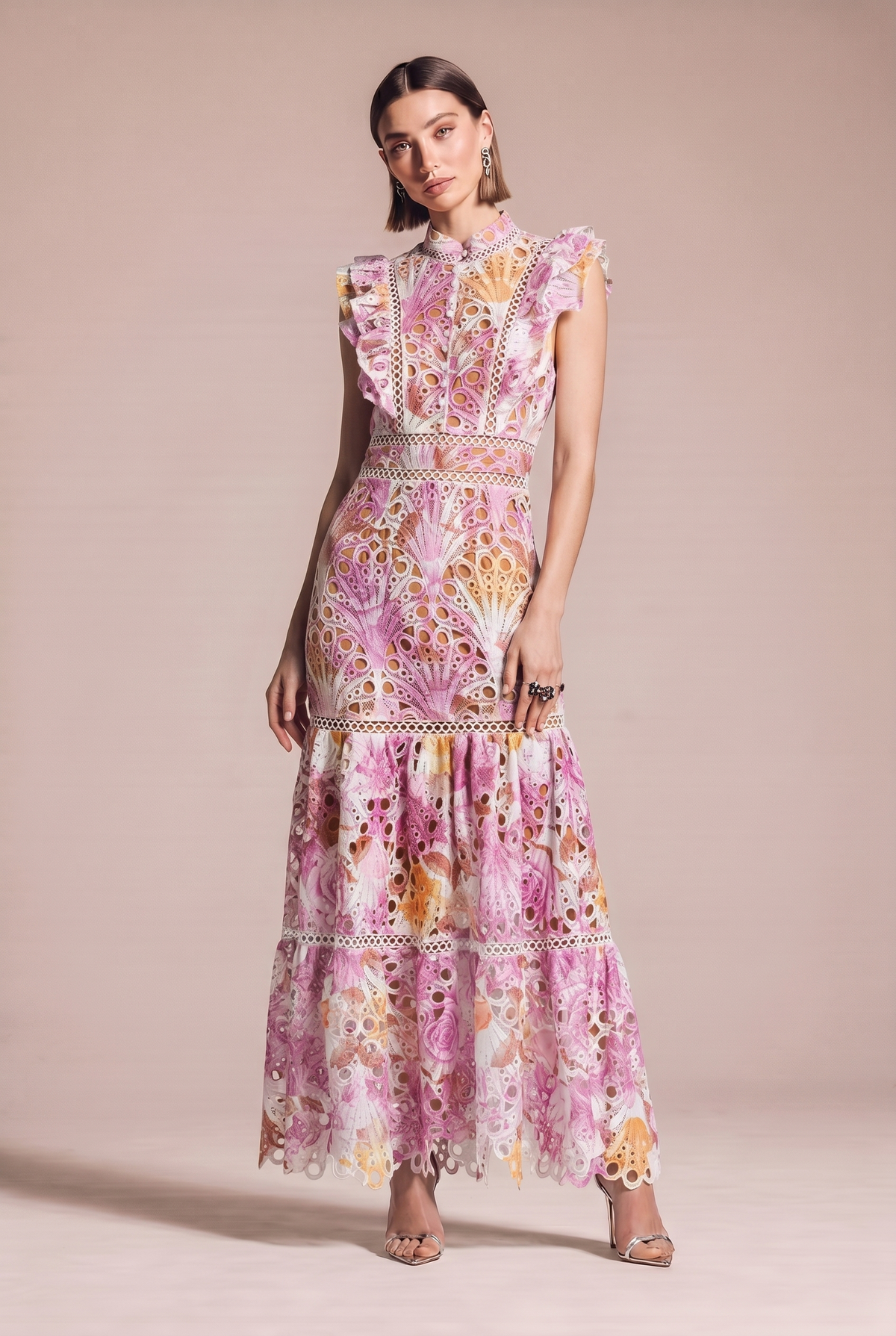 Floral Lace Detail Maxi Dress