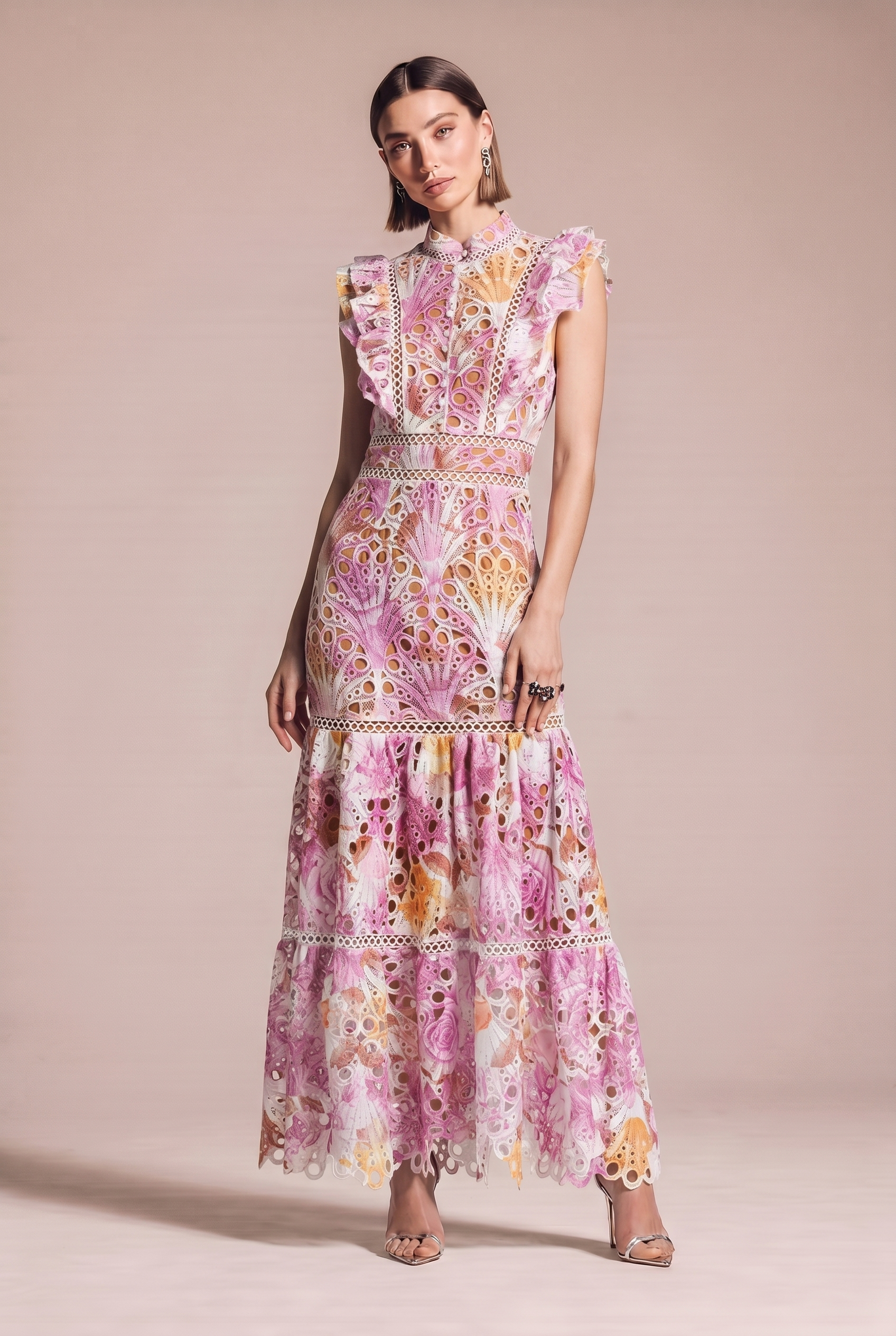 Floral Lace Detail Maxi Dress