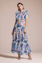Floral Maxi Dress with Lace and Ruffles