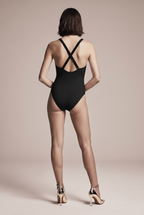 Swimsuit with criss-cross V-neck