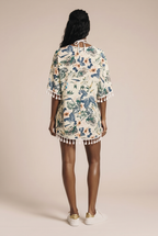 Elegant half-sleeve fringed cover-up