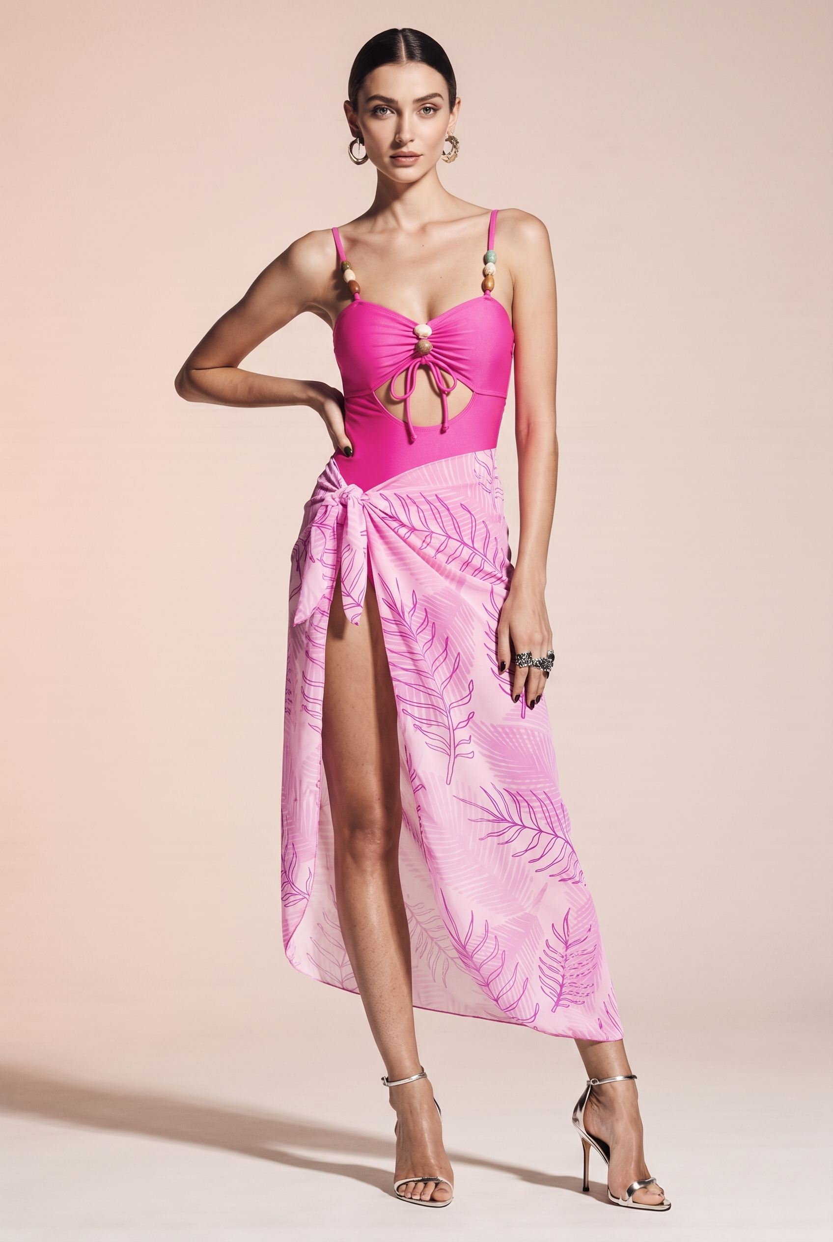 Swimsuit with a cutout and a cover-up