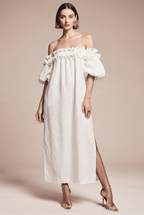 Off-the-shoulder dress with a slit