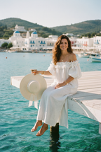Off-the-shoulder dress with a slit