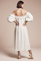 Off-the-shoulder dress with a slit