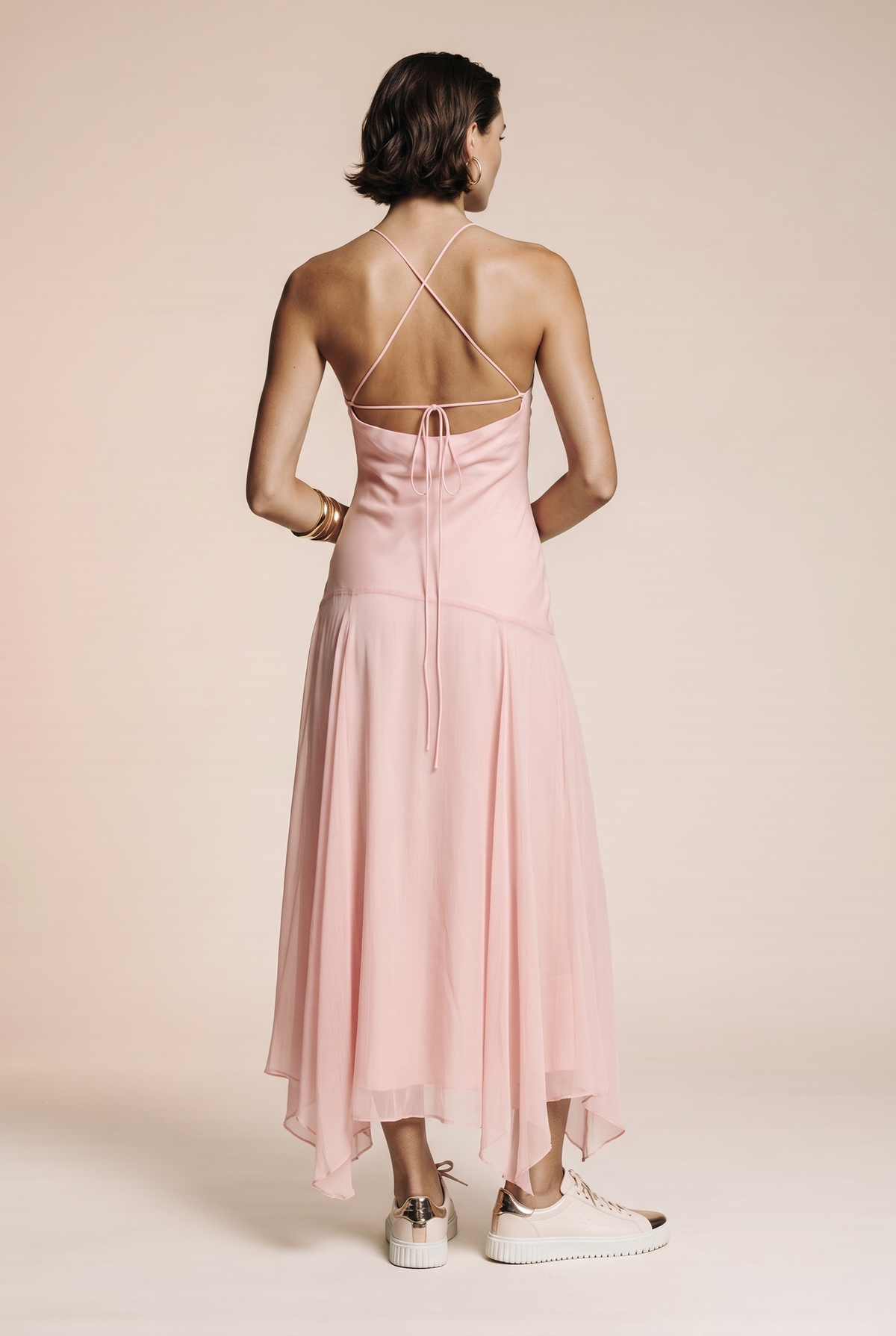 Spaghetti strap dress with a slit