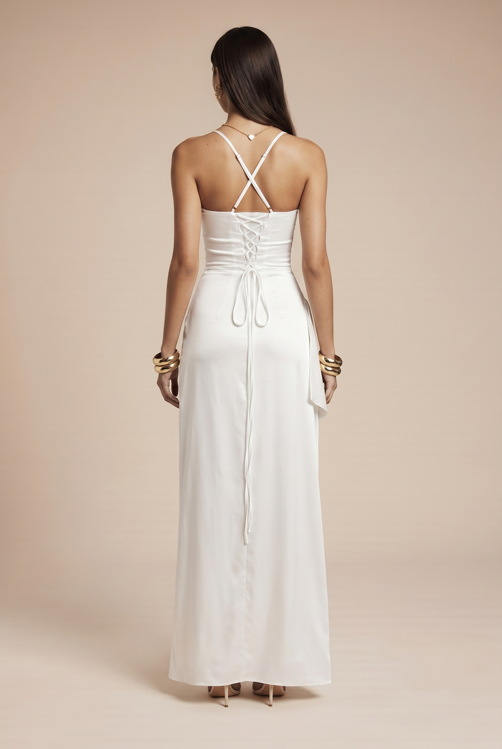 MAXI dress with ruching and a leg slit