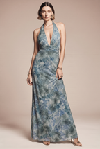 Floral Deep V-Neck Maxi Dress