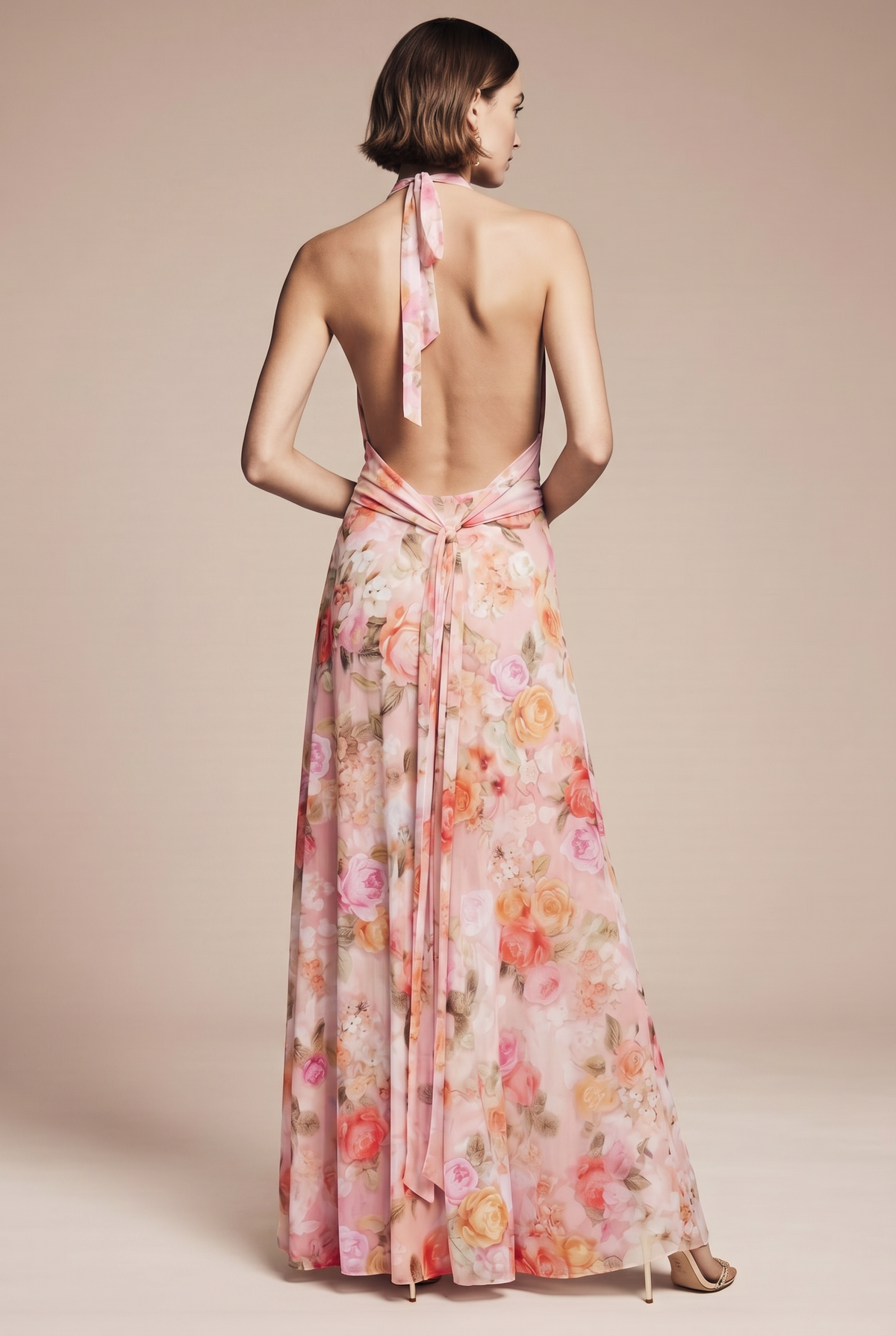 Floral Deep V-Neck Maxi Dress
