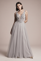 MAXI solid color evening dress