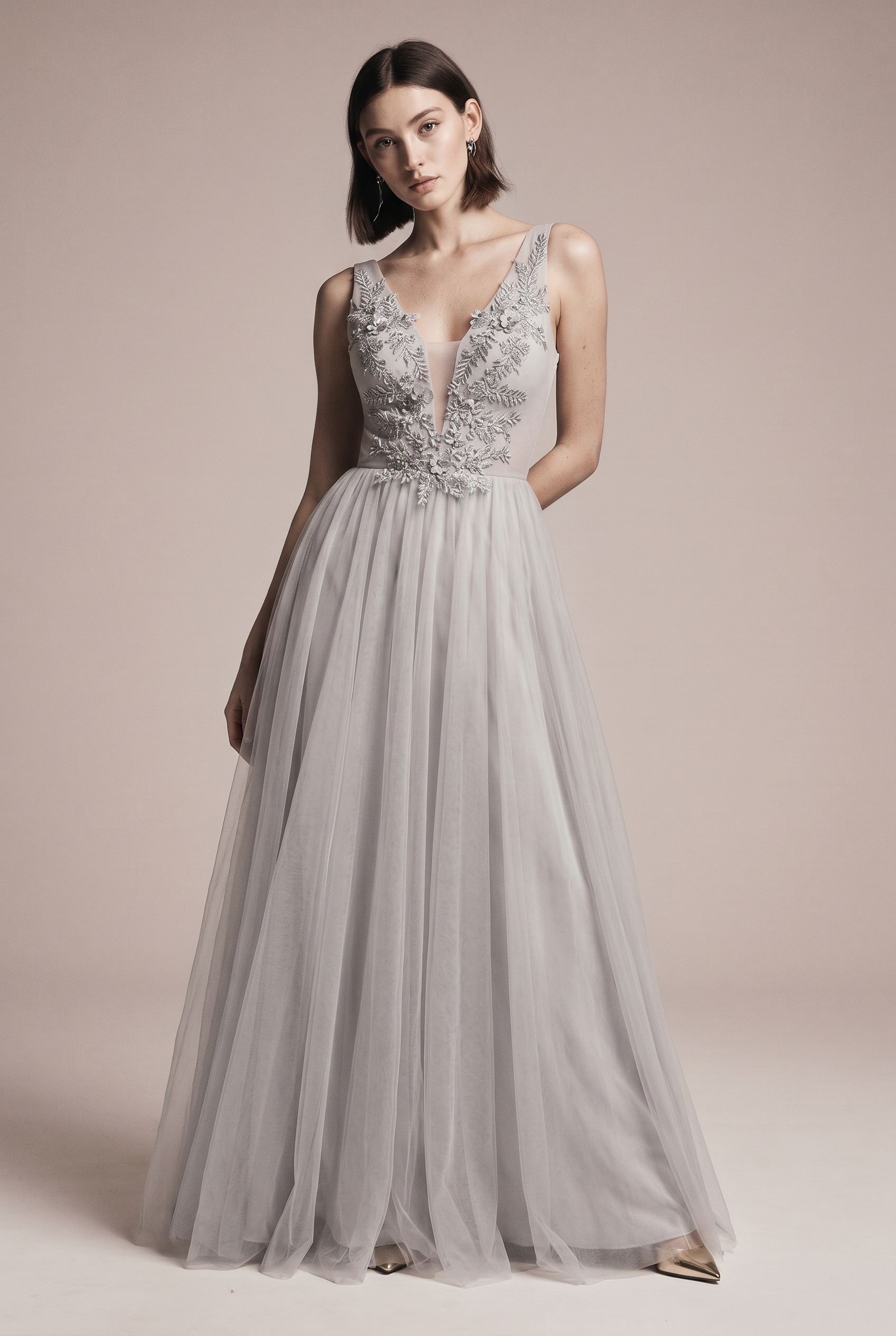 MAXI solid color evening dress