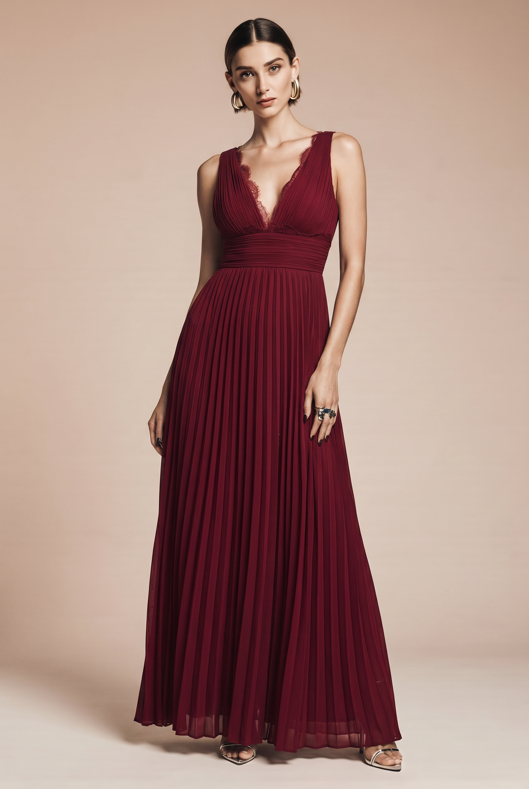 Burgundy spaghetti strap dress