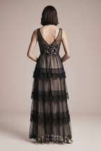 Black and beige Soy-soka dress for a party