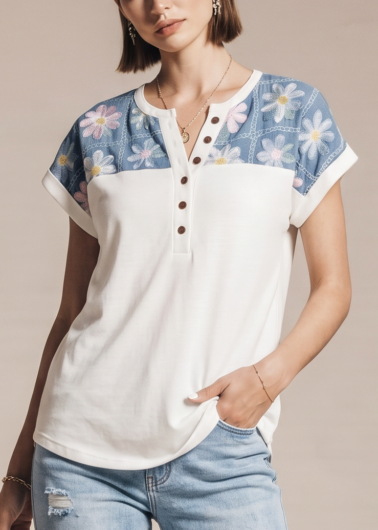 Floral short-sleeved T-shirt
