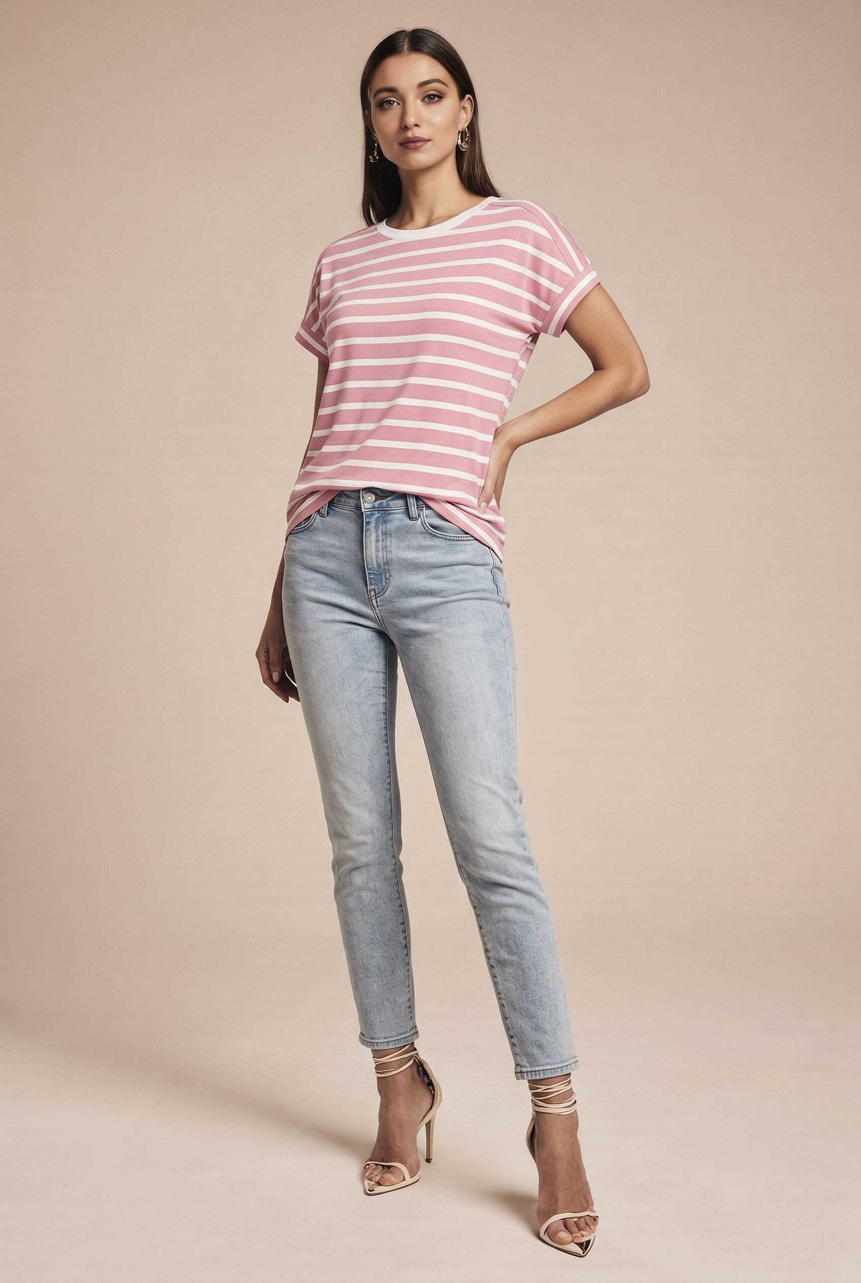 Striped short-sleeved casual T-shirt
