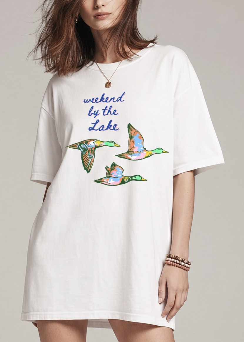 A T-shirt with a graphic for a weekend by the lake
