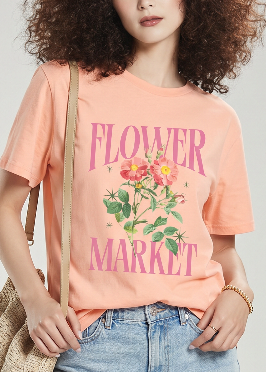 FLOWER MARKET Graphic Crewneck T Shirt