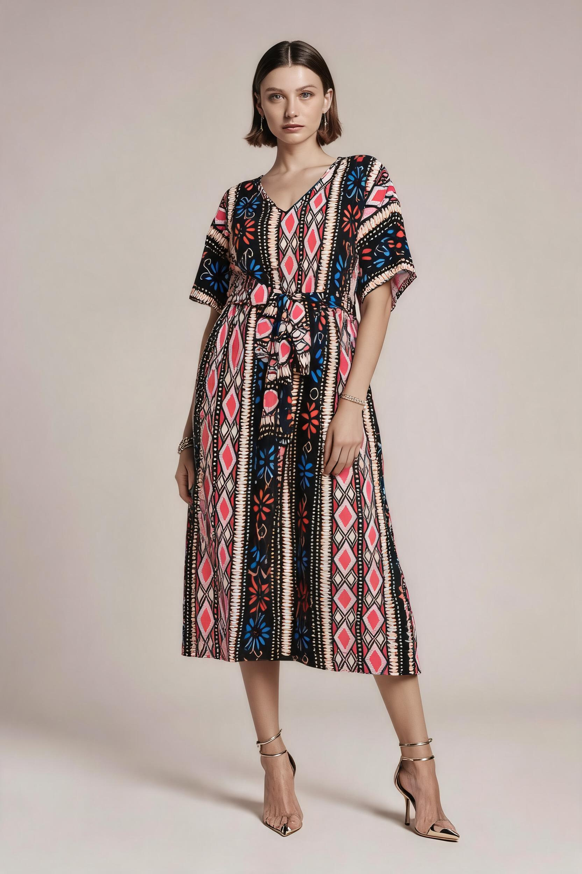 Midi Dress with Tie