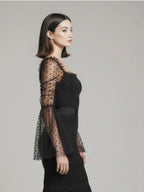 Szyfonowa sukienka MIDI w groszki