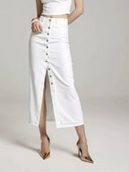 Spódnica z wysokim staniem zapinana na guziki