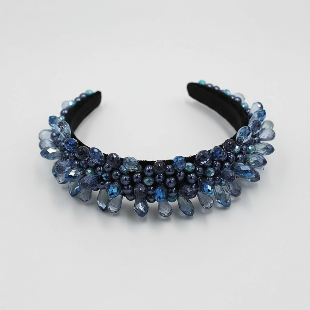 Opaska na głowę z kryształkami w w stylu barakowym