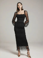 Szyfonowa sukienka MIDI w groszki