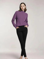 Krótki kaszmirowy sweter z półwysokim kołnierzem