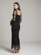 Szyfonowa sukienka MIDI w groszki