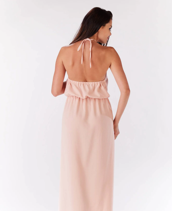 Wiosenna pastelowa luźna sukienka MAXI