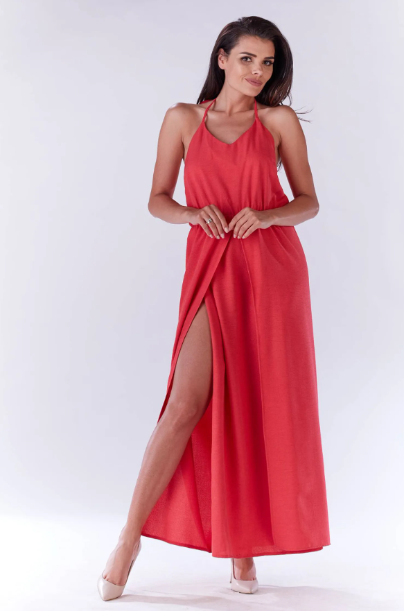 Wiosenna pastelowa luźna sukienka MAXI