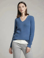 Sweter dzianinowy z dekoltem w serek