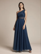 Stylowa suknia wieczorowa MAXI na jedno ramię